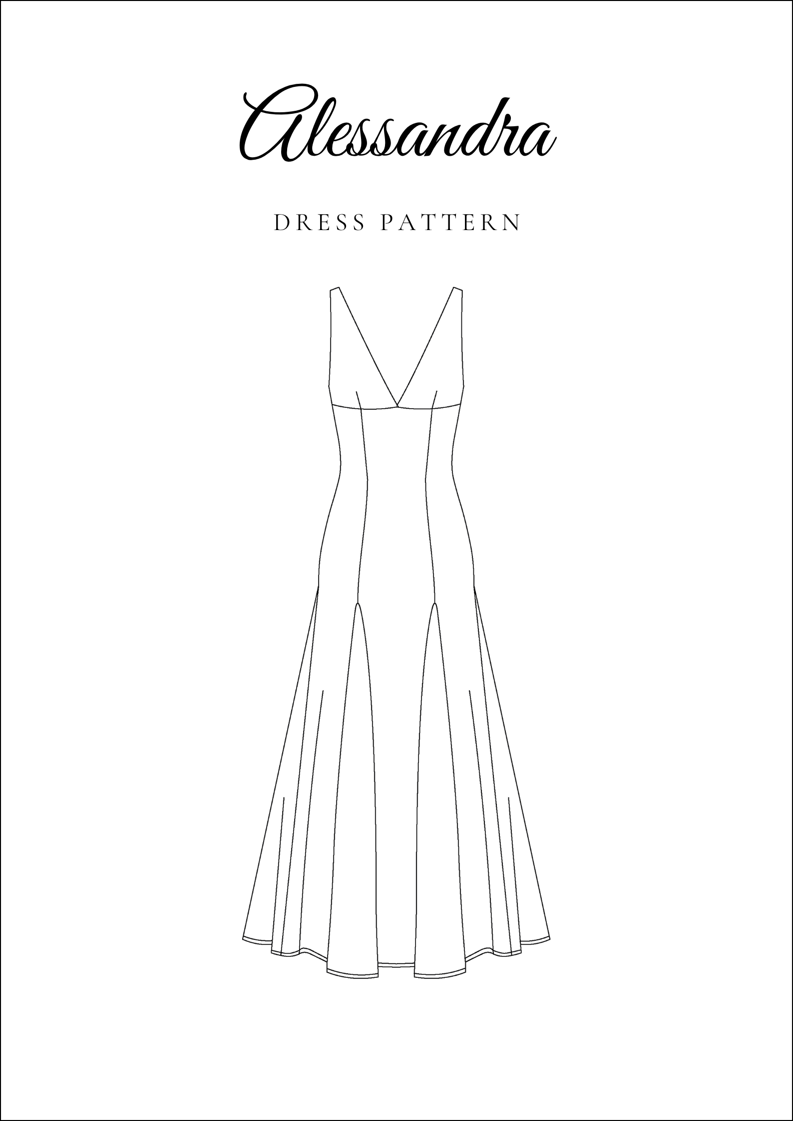 V-Neck Maxi Dress with Godet Skirt PDF Sewing Pattern — Alessandra — Friedlies