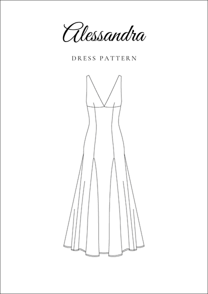 V-Neck Maxi Dress with Godet Skirt PDF Sewing Pattern — Alessandra — Friedlies