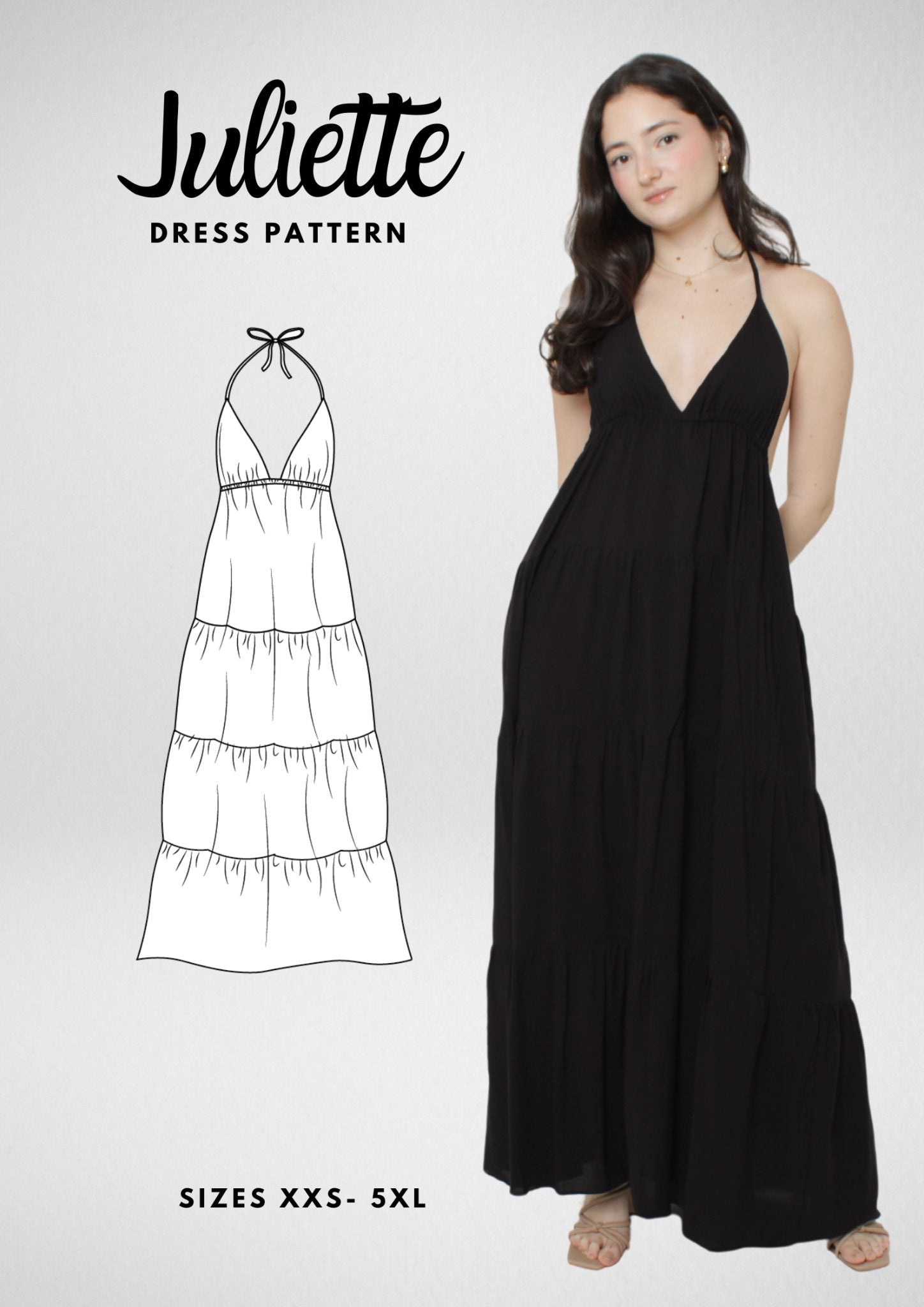 Layered Maxi Dress PDF Sewing Pattern — Juliette — Romantic Style — Friedlies
