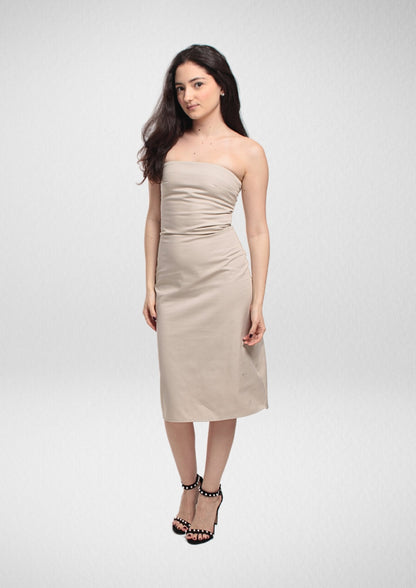 Bandeau Strapless Midi Dress PDF Sewing Pattern — Mia — Strapless Side Slit — Friedlies