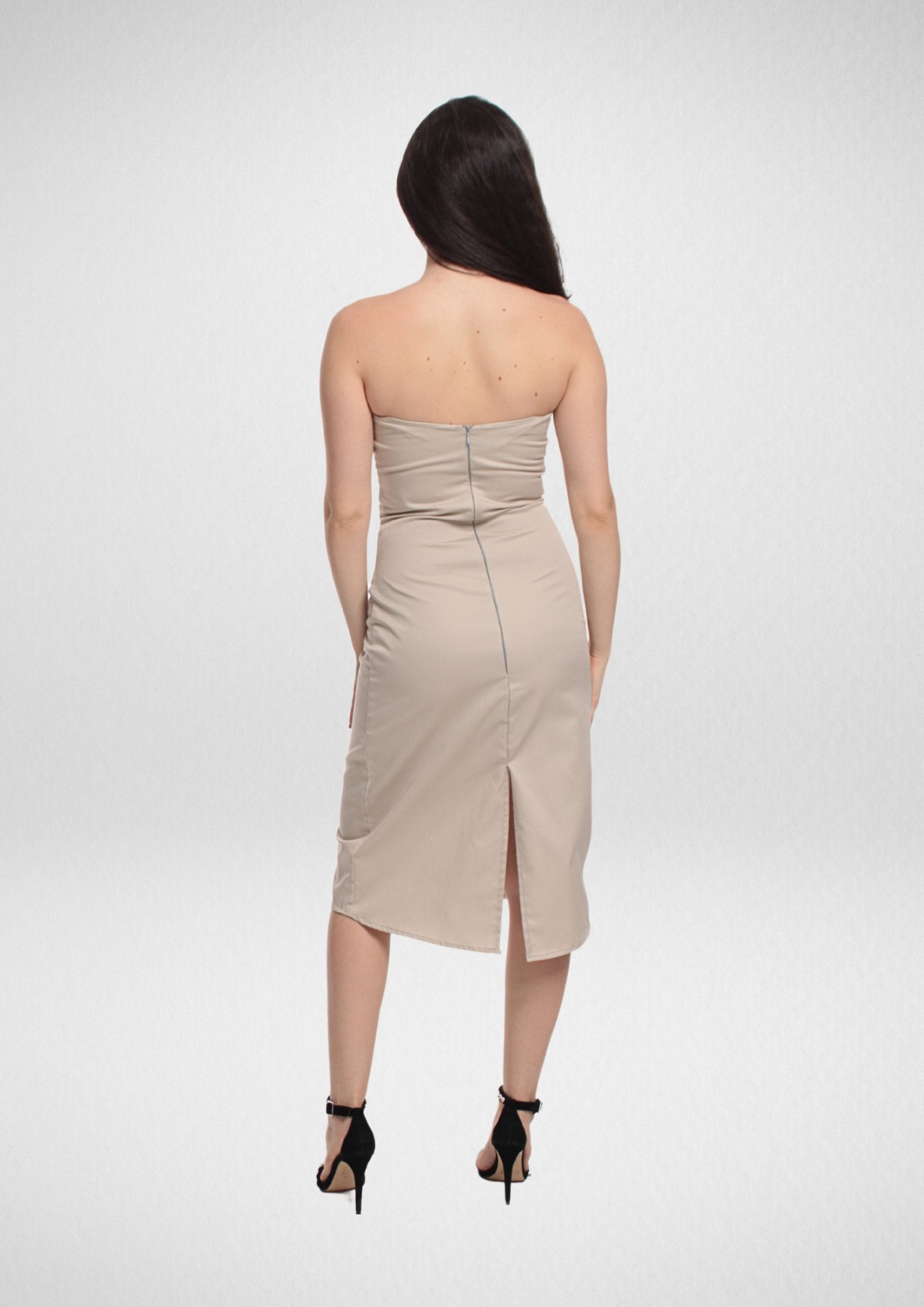 Bandeau Strapless Midi Dress PDF Sewing Pattern — Mia — Strapless Side Slit — Friedlies