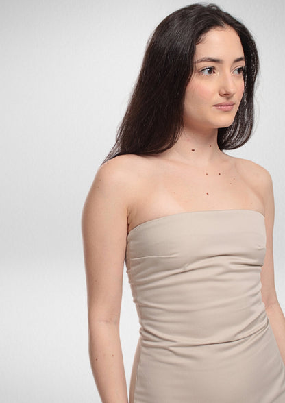 Bandeau Strapless Midi Dress PDF Sewing Pattern — Mia — Strapless Side Slit — Friedlies