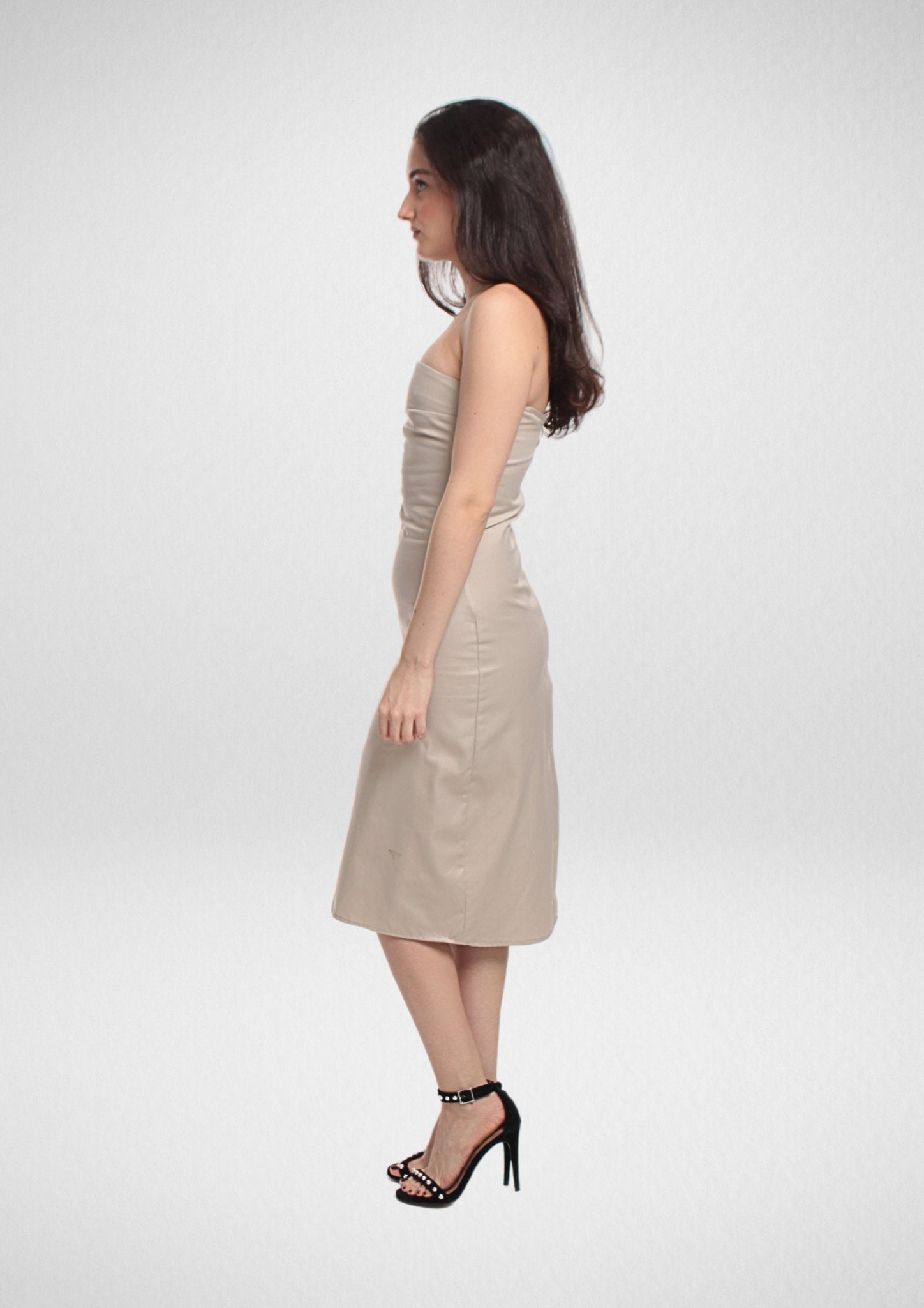 Bandeau Strapless Midi Dress PDF Sewing Pattern — Mia — Strapless Side Slit — Friedlies