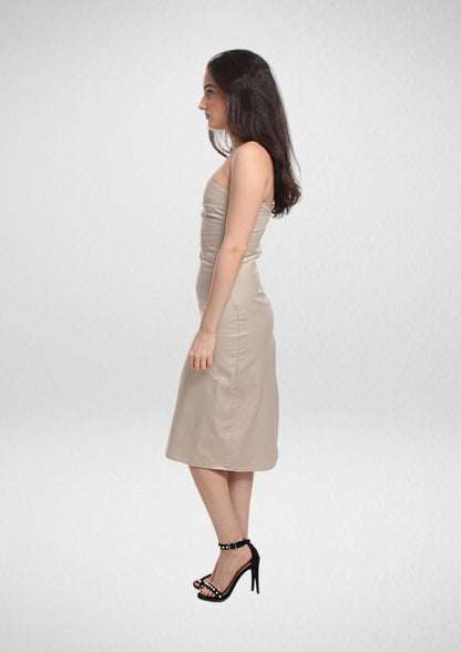 Bandeau Strapless Midi Dress PDF Sewing Pattern — Mia — Strapless Side Slit — Friedlies