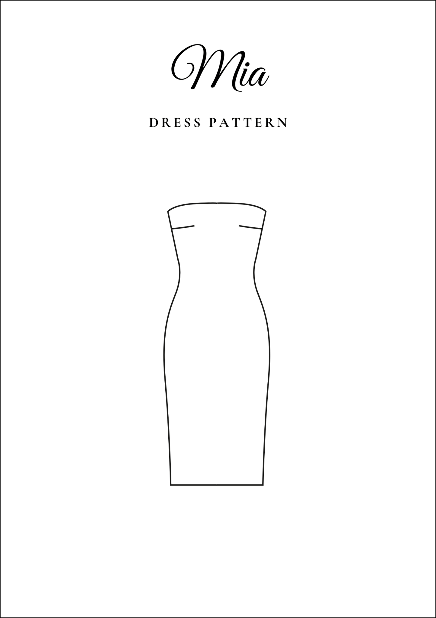 Bandeau Strapless Midi Dress PDF Sewing Pattern — Mia — Strapless Side Slit — Friedlies