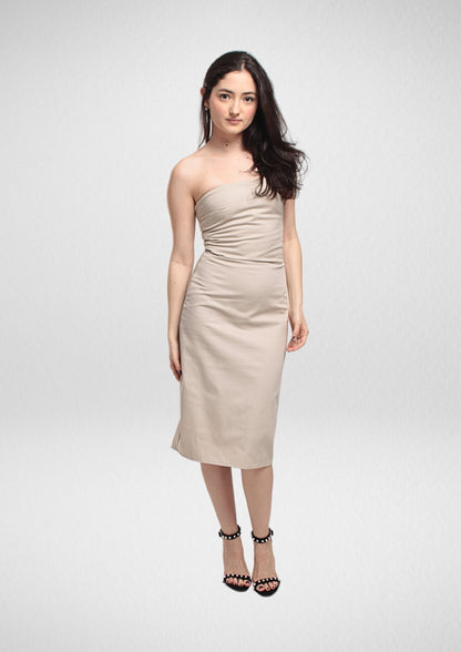 Bandeau Strapless Midi Dress PDF Sewing Pattern — Mia — Strapless Side Slit — Friedlies