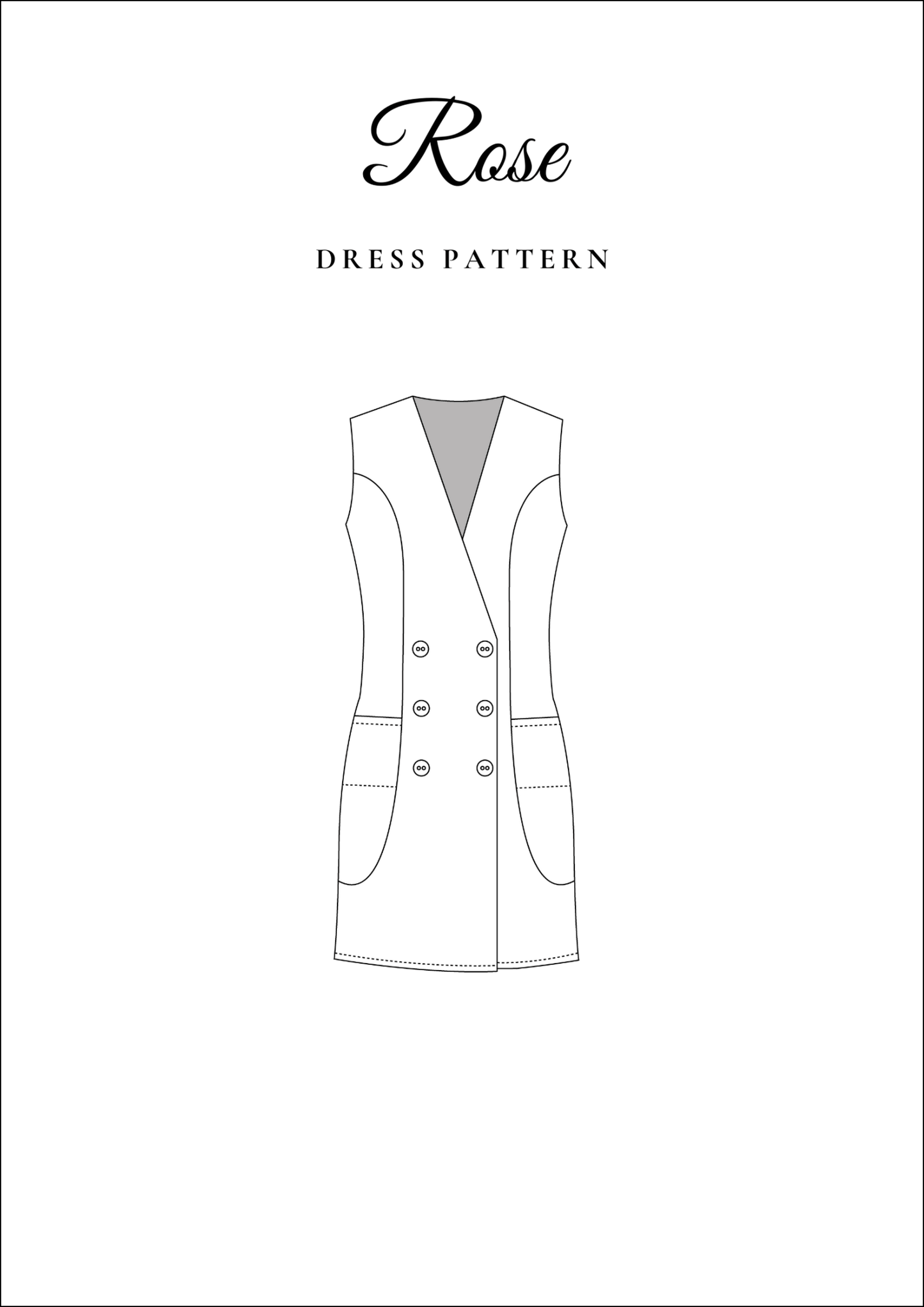 Button-Down Dress with Pockets PDF Sewing Pattern — Rose — Preppy Style — Friedlies