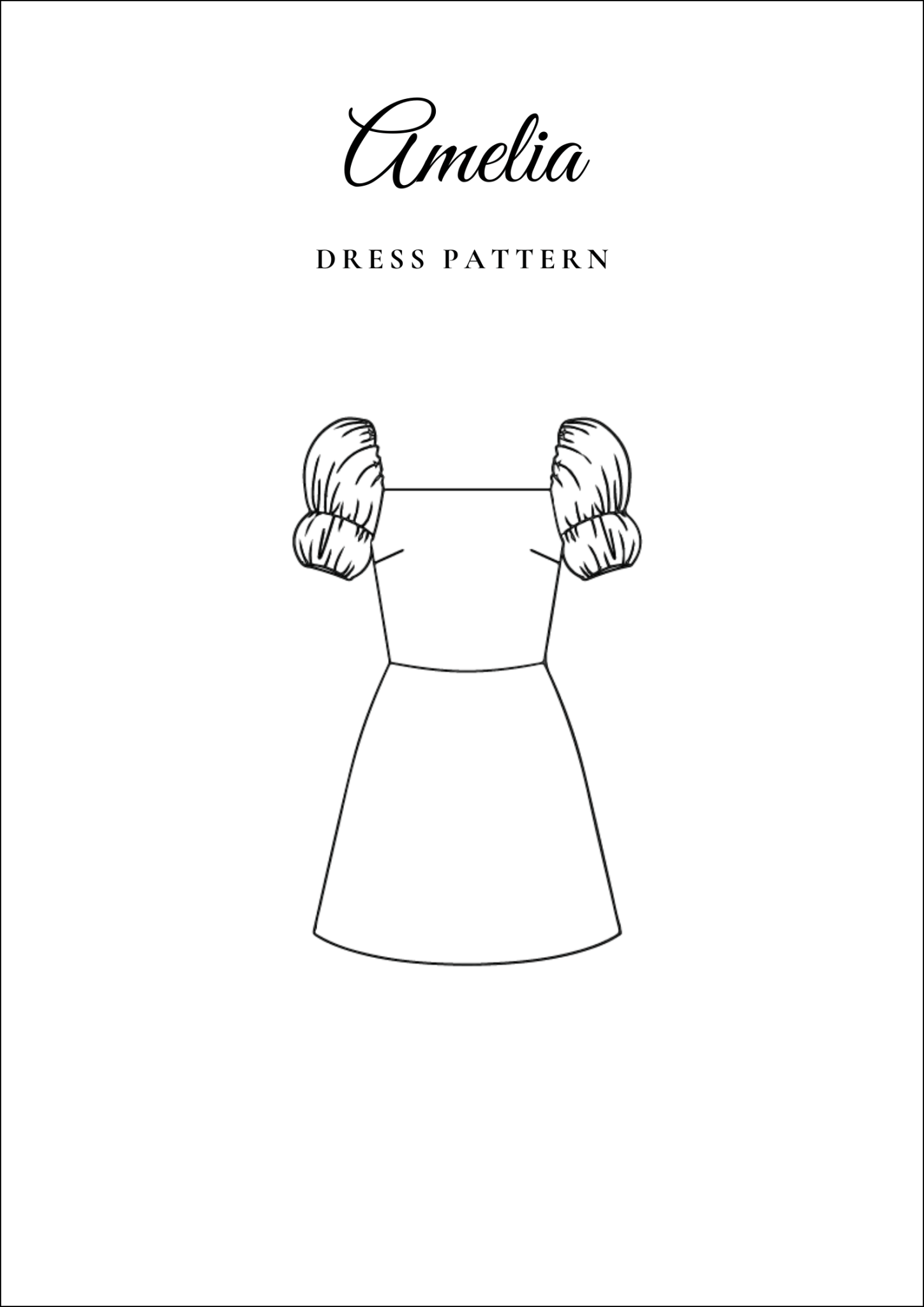 Puff Sleeve A-Line Dress PDF Sewing Pattern — Amelia — Romantic Style — Friedlies