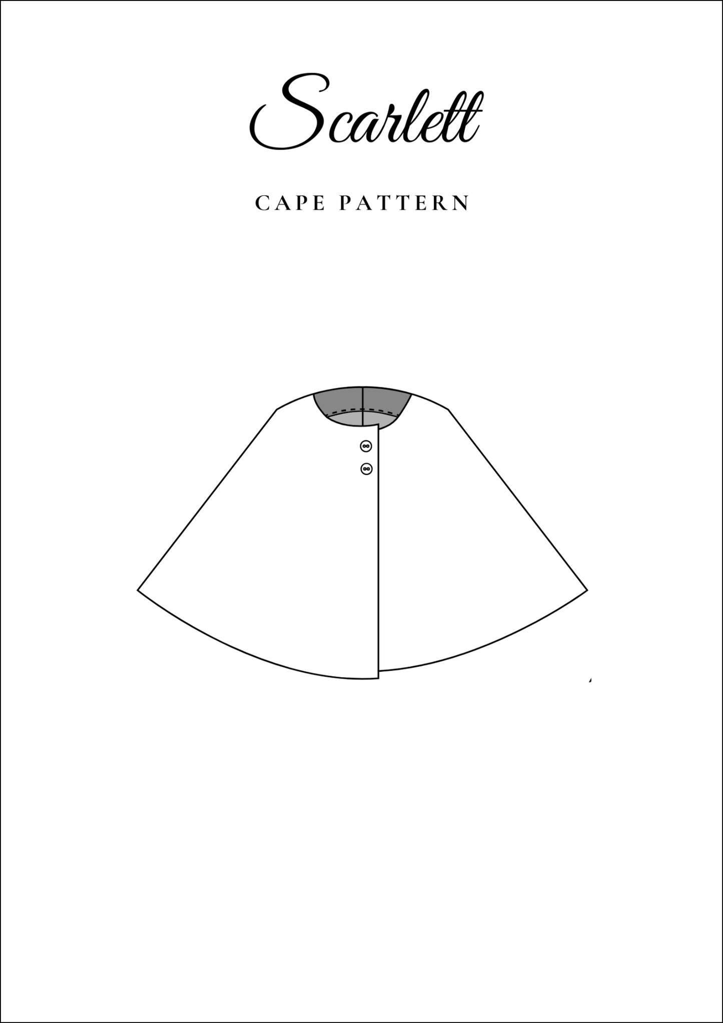 Button Front Cape PDF Sewing Pattern — Scarlett — Short Capelet — Friedlies