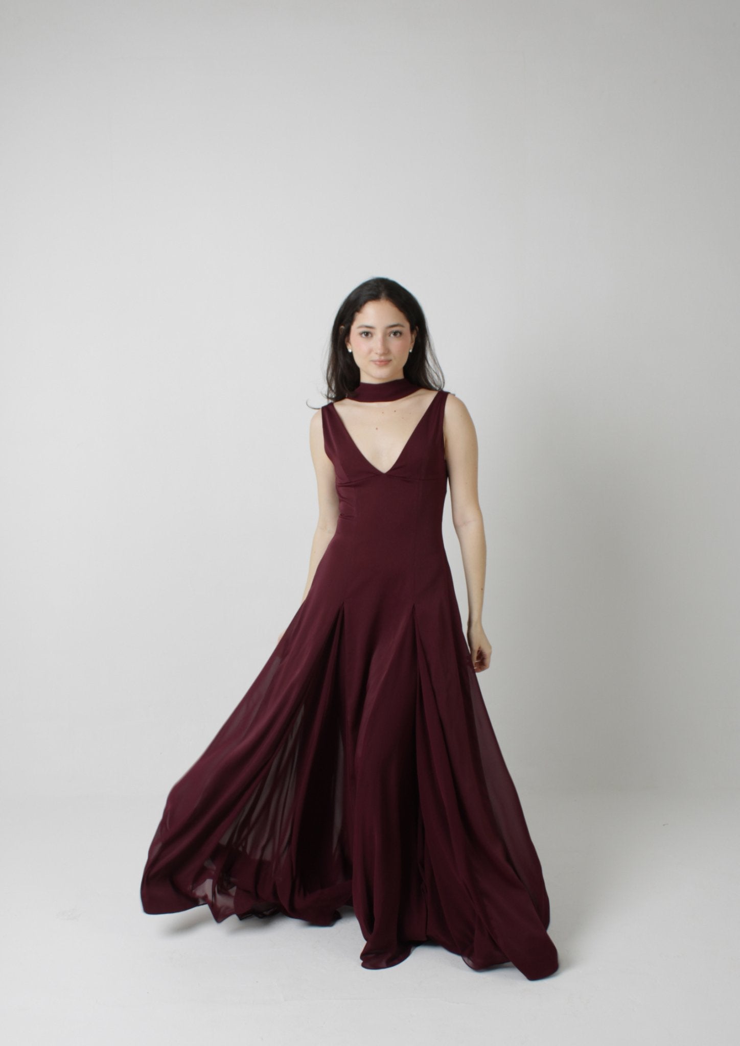 V-Neck Maxi Dress with Godet Skirt PDF Sewing Pattern — Alessandra — Friedlies