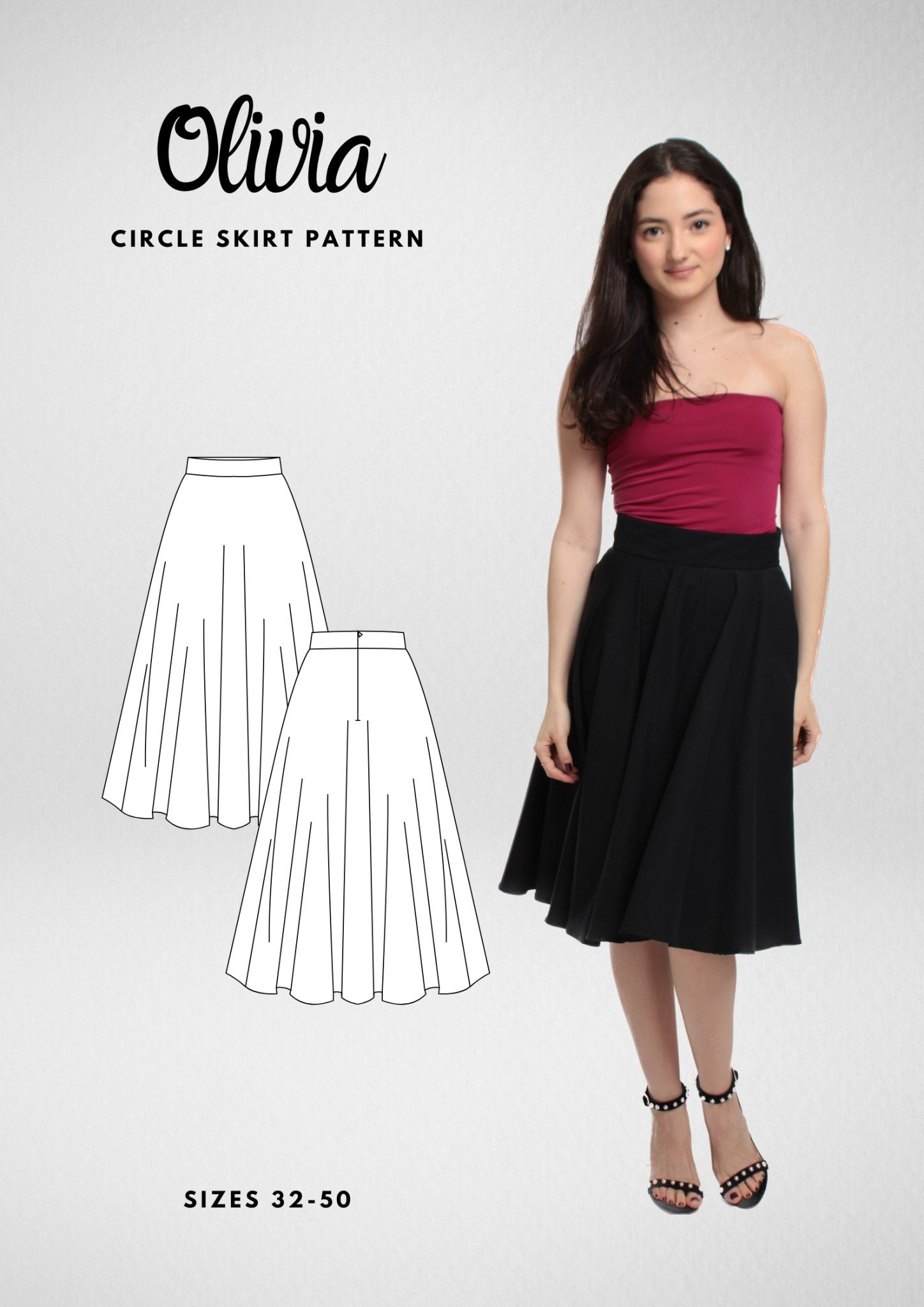 Circle Skirt PDF Sewing Pattern — Olivia — Vintage Full Skirt Style — Friedlies