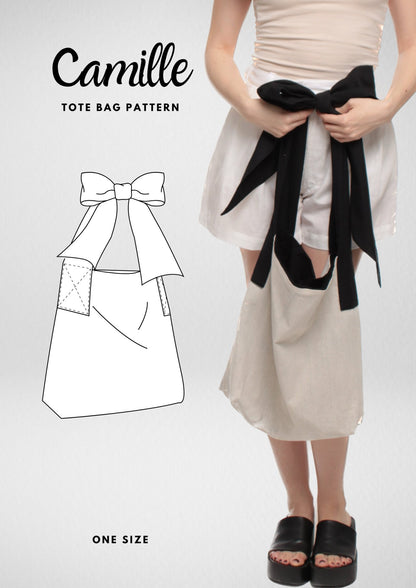 Bow Tote Bag PDF Sewing Pattern — Camille — Cute Fabric Bag — Friedlies
