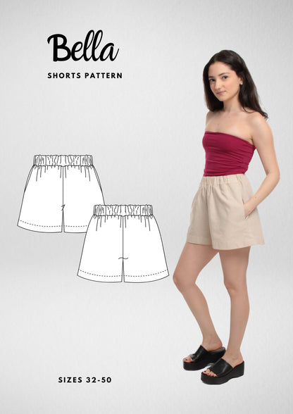 High Waisted Shorts PDF Sewing Pattern — Bella — Summer Style — Friedlies