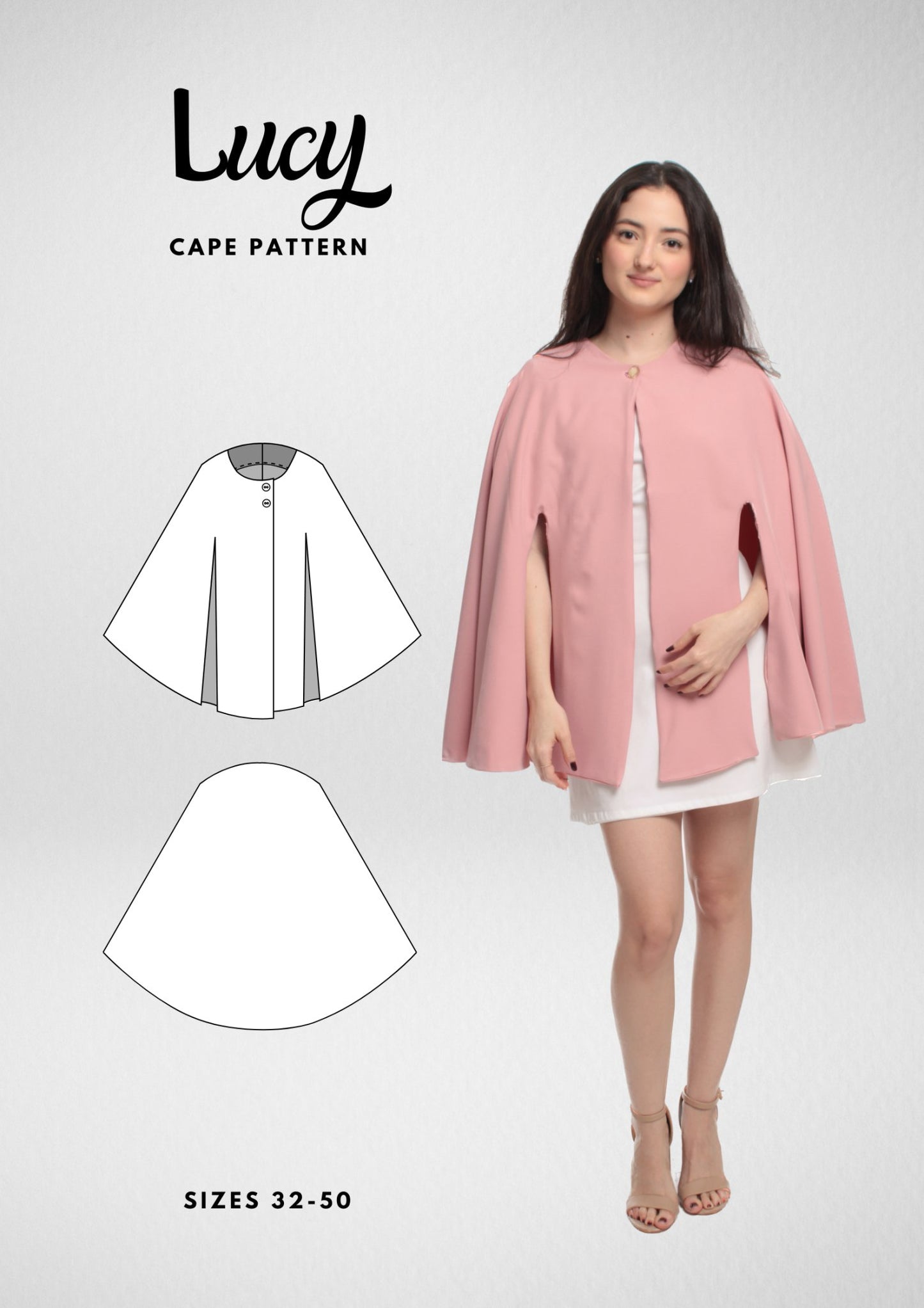 Long Floor Length Cape PDF Sewing Pattern — Lucy — Elegant Style — Friedlies