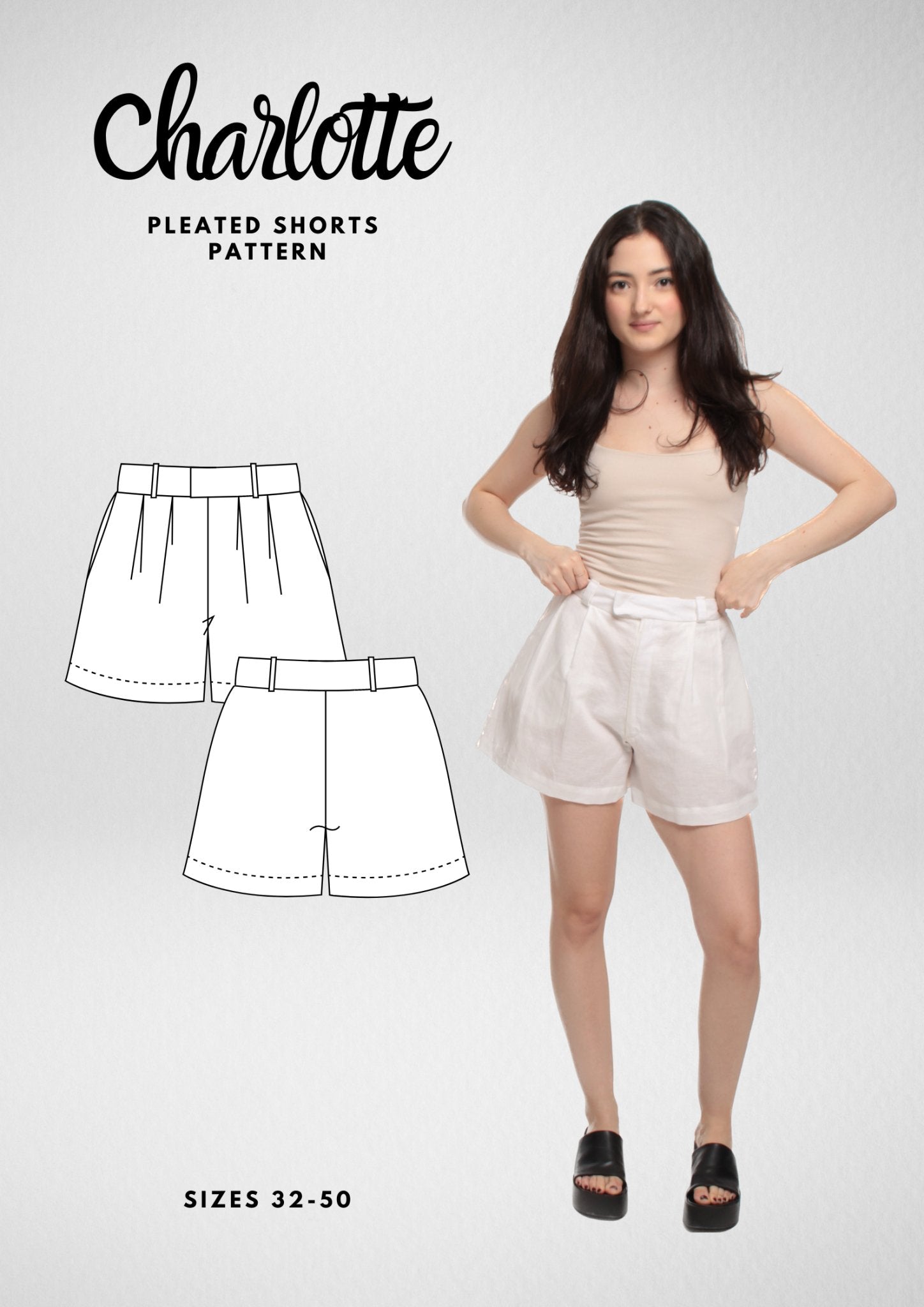 Pleated Shorts PDF Sewing Pattern — Charlotte — Summer Chic Style — Friedlies